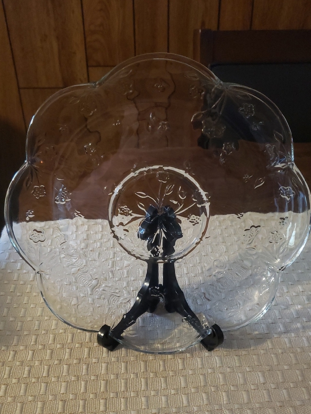 Vintage Anchor hocking  Savannah clear dip and chip tray.